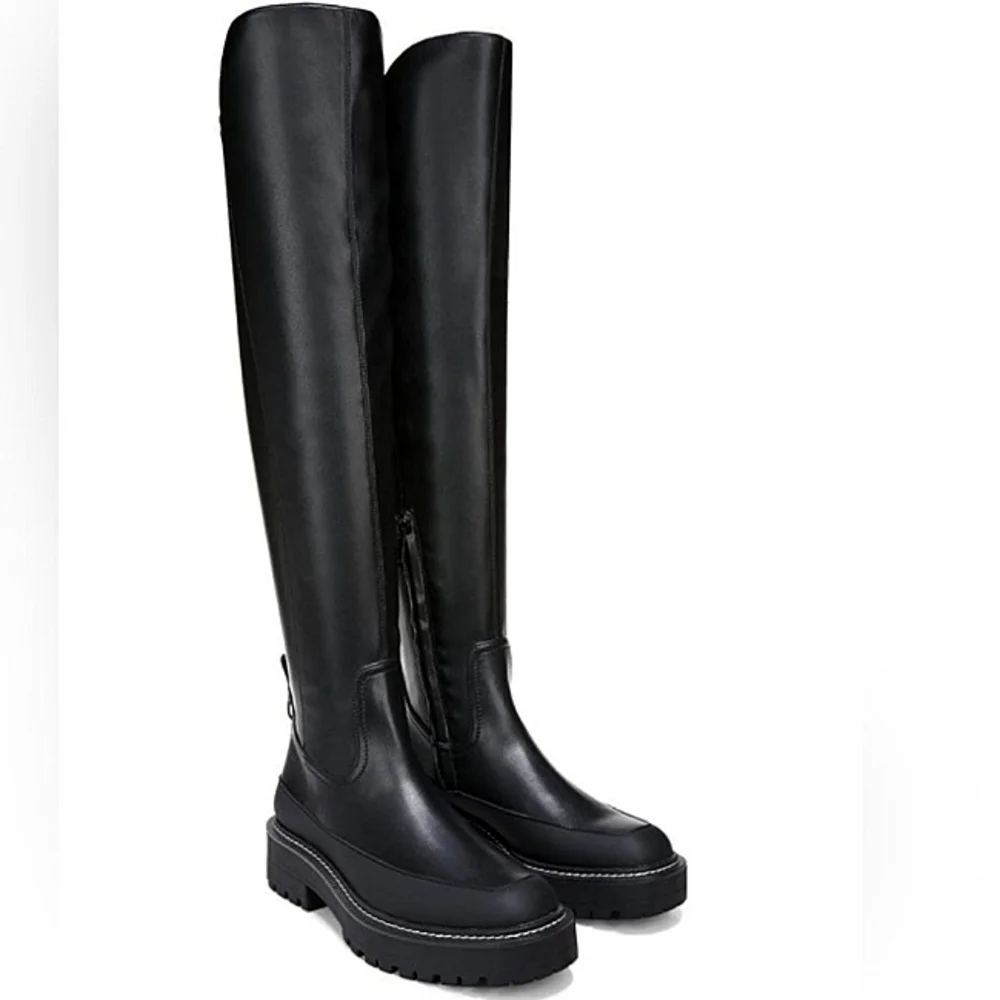 New w/Box Sam Edelman Lerue Vegan Leather Over-The-Knee Lug-Sole Boots Size 6